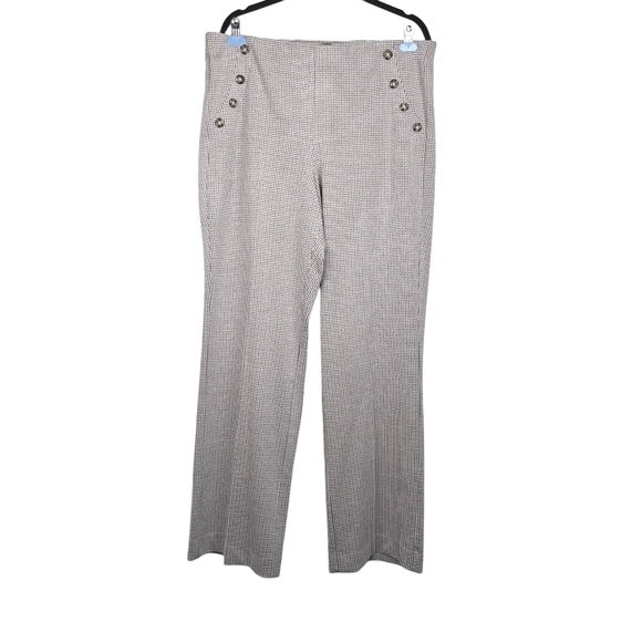 Express Womens Tan Black Houndstooth Print High Rise Wide Leg Pants Size XL NWT - Picture 2 of 7